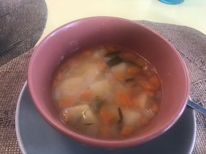 Half soup with menu of day  at Rotas da Ilha Verde in Sao Miguel