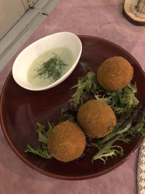 Pea basil croquettes  at Rotas da Ilha Verde in Sao Miguel
