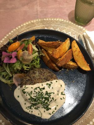 Mushroom burger  at Rotas da Ilha Verde in Sao Miguel