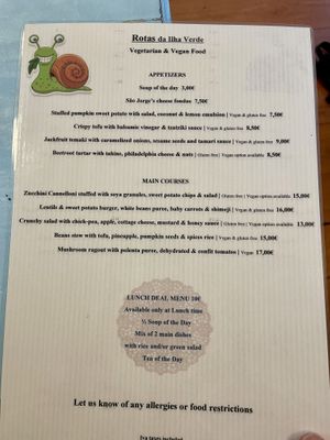 Lunch special was 10 euros including back tea with ginger    at Rotas da Ilha Verde in Sao Miguel