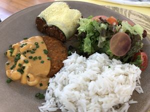 Zucchini cannelloni and lentil burger  at Rotas da Ilha Verde in Sao Miguel