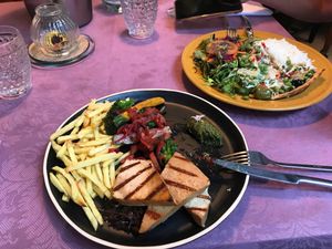 Tofu dish and vegan quiche at Rotas da Ilha Verde in Sao Miguel