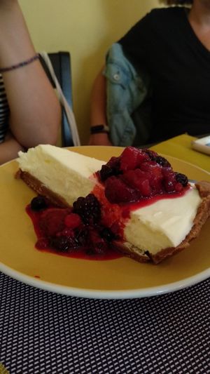 Cheesecake with berries at Rotas da Ilha Verde in Sao Miguel