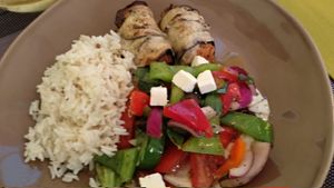 Main dish: aubergine cannelloni and Mediterranean salad at Rotas da Ilha Verde in Sao Miguel