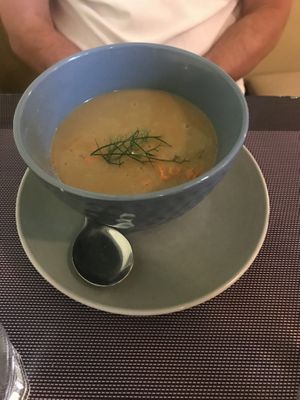 Sopa do dia (feijão ) at Rotas da Ilha Verde in Sao Miguel