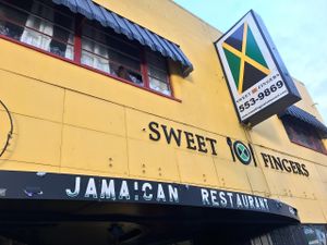 outside at Sweet Fingers Restaurant in San Leandro