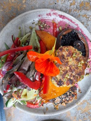 Nourish bowl on a plate! at Garden Grub Cafe in Wingham