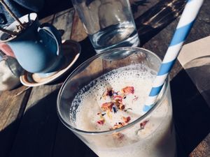 Vegan banana smoothie  at Garden Grub Cafe in Wingham