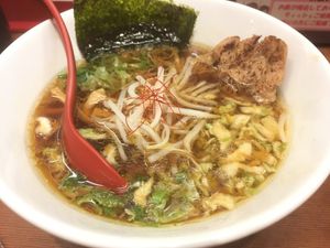 vegan ramen with soy sauce soup  at Kyushu Jangara Ramen - Akihabara in Tokyo