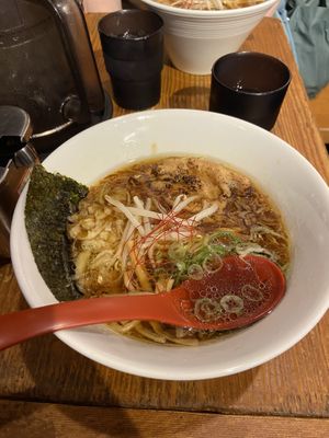 Vegan ramen with soy meat  at Kyushu Jangara Ramen - Akihabara in Tokyo
