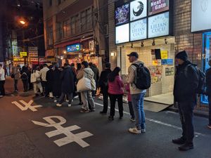 Massive line to get in, but worth the wait. at Kyushu Jangara Ramen - Akihabara in Tokyo