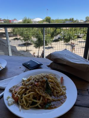 Satay noodles with mock meat at PingAn Veggie Time in Bowden