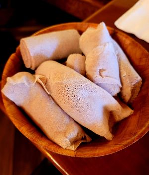 Injera at Enssaro Ethiopian Restaurant in Oakland