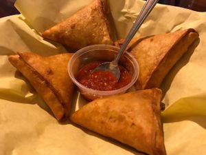 veggie sambusas at Enssaro Ethiopian Restaurant in Oakland