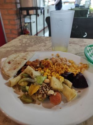 Mixed plate at El Jardin Buffet Nutricional Vegetariano in Guadalajara
