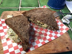 Sandwich vegano at El Jardin Buffet Nutricional Vegetariano in Guadalajara