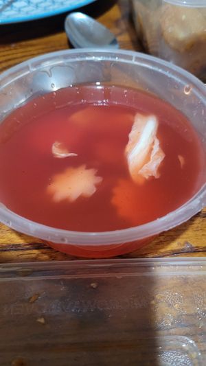 Sweet and sour sauce at Trio's Takeaway in Embleton