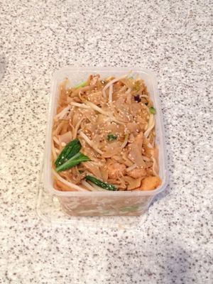 Char kuey teow with mock chicken at Trio's Takeaway in Embleton
