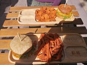 Super squash burger at Tökmag Vegan Street Food in Budapest