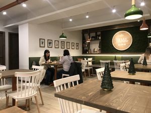 Space for lots of seating   at Tökmag Vegan Street Food in Budapest