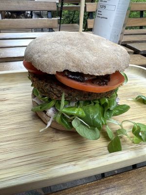 Mushrooms burger  at Tökmag Vegan Street Food in Budapest
