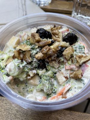 Broccoli and apple salad bowl  at Tökmag Vegan Street Food in Budapest