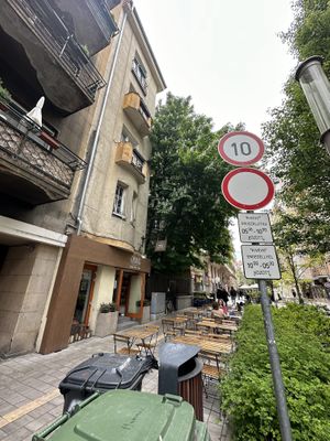 Outside seating   at Tökmag Vegan Street Food in Budapest