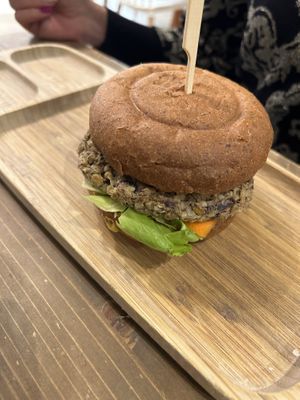 Satay burger  at Tökmag Vegan Street Food in Budapest