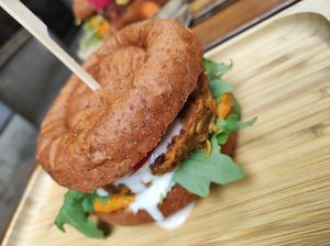 Szuper Tokos Burger at Tökmag Vegan Street Food in Budapest