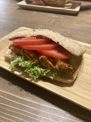 Chipotle tofu sandwich  at Tökmag Vegan Street Food in Budapest