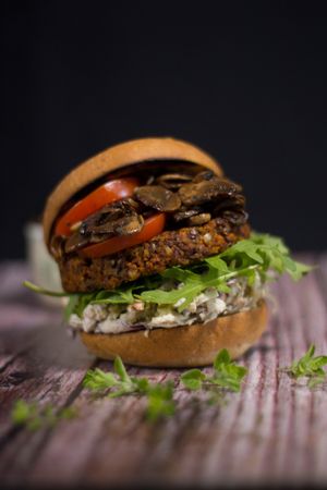 Mushroom Burger at Tökmag Vegan Street Food in Budapest