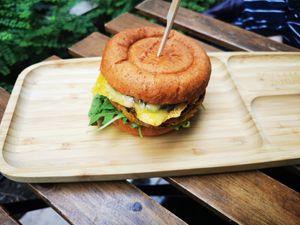 Zucchini burger at Tökmag Vegan Street Food in Budapest