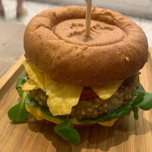 Nachos Burger (3.390 Ft) at Tökmag Vegan Street Food in Budapest