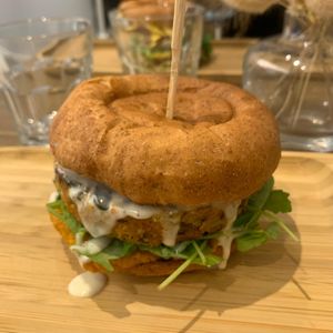 Szuper Tökös Burger (3.390 Ft) at Tökmag Vegan Street Food in Budapest