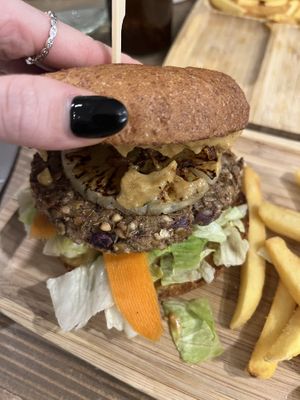Satay burger   at Tökmag Vegan Street Food in Budapest