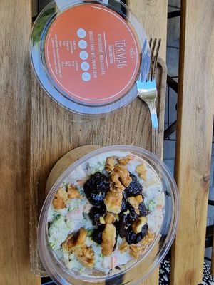 Broccoli, walnut salad at Tökmag Vegan Street Food in Budapest