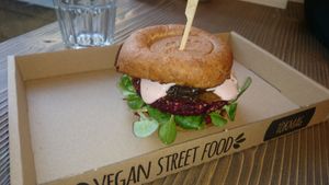 Beetroot Burger :) at Tökmag Vegan Street Food in Budapest
