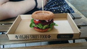 Yummy beetroot Burger :)) at Tökmag Vegan Street Food in Budapest