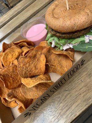 Mushroom burger at Tökmag Vegan Street Food in Budapest