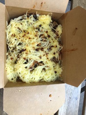 Pasta mushrooms  at Tökmag Vegan Street Food in Budapest