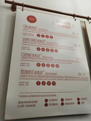 Part of its menu at Tökmag Vegan Street Food in Budapest