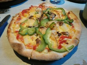 Pizza with vegan cheese! at Pizzas 'n' Cream in Bray