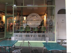 from outside at Johnny Dough's Wood-Fired Pizza in Llandudno
