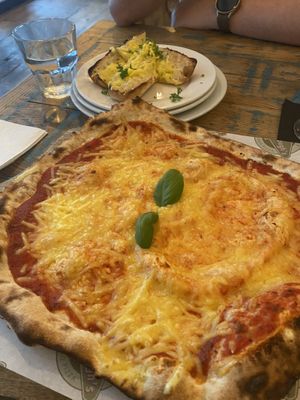 Vegan Margherita & cheesy garlic bread   at Johnny Dough's Wood-Fired Pizza in Llandudno
