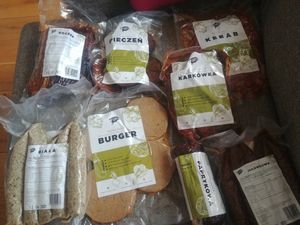 mock meats at Seitan Threat in Wroclaw