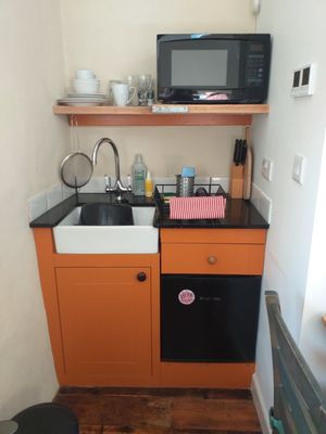 Small but perfectly formed kitchenette! at Planted - Vegan Self-Catering Studio in St Agnes