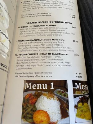 Vegan menu for eat in at Pasundan in Nijmegen