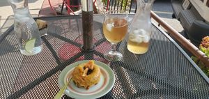 Vegan donut and iced tea at Bistro Red Beet in Wasilla