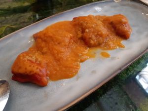 Starter: stuffed piquillo peppers (awesome) at Pizzi & Dixie in Madrid