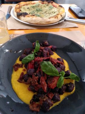 Purple gnocchi with pumpkin sauce at Pizzi & Dixie in Madrid